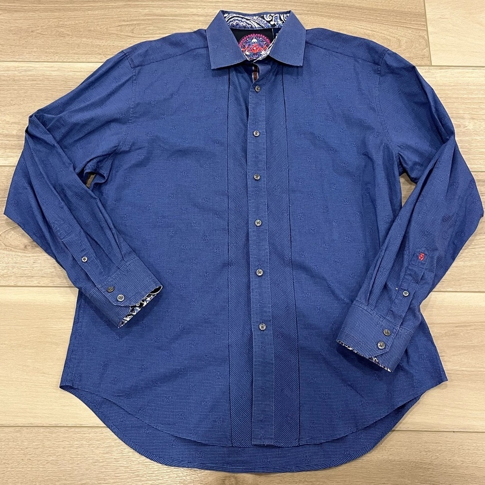 ROBERT GRAHAM Blue Dress Shirt Flip Cuff XL